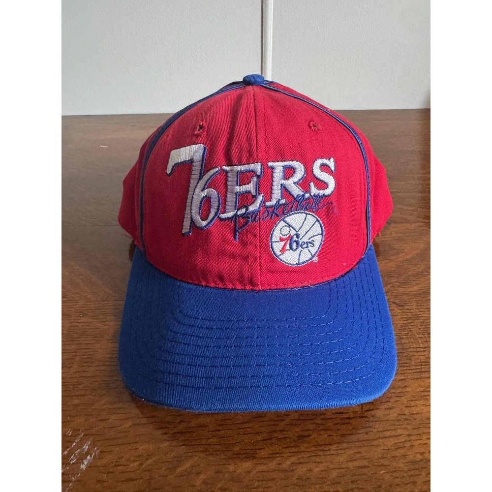 Vintage Philadelphia 76ers Hat Cap Snap Back Mens One‎ Size Red NBA Basketball